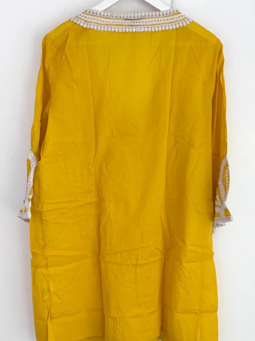 J. Crew Corded Trim Short Yellow Tunic Kurti Embroidery Dress Beach Size Large